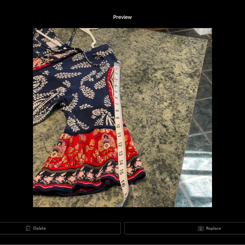 Boho Navy and Red Printed Peasant Tunic excellent condition - Picture 6 of 9